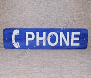 Metal Sign PHONE public pay coin vintage look booth rotary telephone rotary