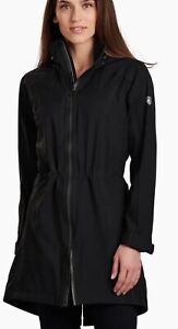 Kuhl Jetstream Trench Rain Jacket Coat Women’s S Black Waterproof Hooded Nylon