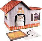 mivo Heated Cat Houses for Outdoor Cats, Indoor/Outdoor House Lilac Grey