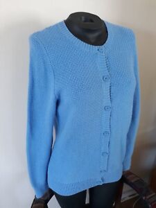 LL BEAN Periwinkle Blue Cotton Cashmere Button Front Cardigan Sweater Size L
