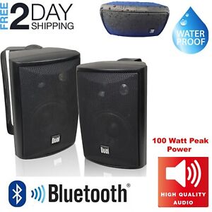 Patio Speakers Bluetooth Pair Powerful Bass Weatherproof Indoor Outdoor Deck