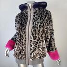 NWT~$1055~VDP~ITALY~M/L~GRAY PINK REAL FUR ANIMAL HOODED FAUX MINK FOX FUR COAT