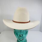 Vtg John B Stetson XXX Cream Beaver Felt Western Cowboy Hat Leather Band 6 7/8