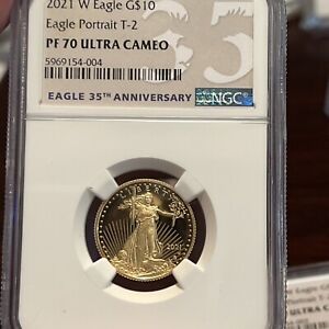 2021 W 1/4 oz Proof Gold Eagle NGC PF70  American Eagle Quarter Ounce G$10
