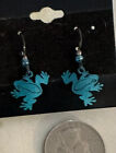 Blue Adorable Dart Frog Earrings 925 Sterling Silver Hook Southwestern Drops