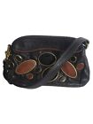 HTF Fossil Fifty Four Contemporary Natasha Black Leather Clutch Bag Embellished