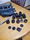 LOT OF 9 PRE-OWNED CAMERA LENSES IN STURDY PADDED CARRYING BAG--UNTESTED