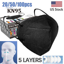 10/50/100 Pcs Black KN95 Protective 5 Layer Face Mask BFE 95% Disposable Masks