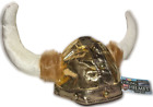 PLUSH VIKING HELMET Faux Horns Fur Gold Hat Cap Jumbo Funny Costume Warrior King