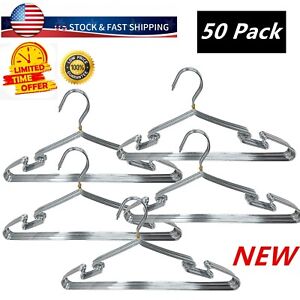 50 Pcs of Stainless Steel Wire Coat Hanger Strong Heavy Duty Clothes Hangers