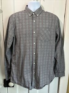 murano liquid luxury shirt Men’s L Gray Plaid Long Sleeve Button Down Shirt