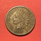 (1) Beautiful Antique 1867 Indian Head Cent/Penny F-FINE NICE DETAIL