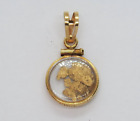14K Yellow Gold Nugget Pendant Charm with Flakes in Glass