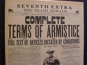 VINTAGE NEWSPAPER HEADLINE~WORLD WAR 1 Armistice Germany Surrenders END WWI 1918