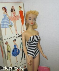VINTAGE EARLY BARBIE PONYTAIL DOLL BLOND TM BODY NO GREEN GAY PARISIENNE BOX