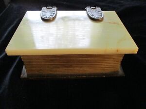 Antique/ Vintage Marble Faux Book Trinket Box with Hinged Lid Green MARBLE