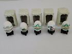 Vintage Hand Painted Genuine Egg Shell with Village Design / Wood Stand Lot of 5
