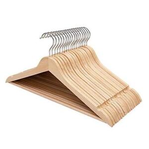 Wooden Hangers Pack Wood Hangers with 360° Swivel Hook and Notches, 20 Natural