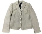 AKRIS Blazer Jacket Womens 14 Linen Silk Poly Mint Green Skyline NWT $3500