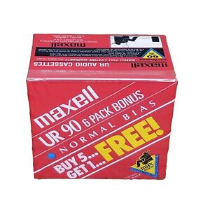 New ListingMaxell UR 90 Minute Blank Audio Cassette Tapes 6 Pack Normal Bias New Sealed Lot