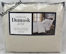 Charter Club Damask Solid 550 Thread Count FULL / QUEEN Duvet & Shams Parchment