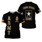 US Army Shirt Custom Name Rank Men Shirt Military Soldier Veteran 3D T-Shirt