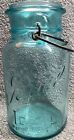 Ball Ideal Wire Bail Mason Jar July 14th 1908 With Blue Glass Fruit Canning #1