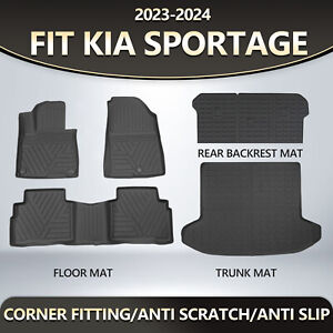 Trunk Cargo Liners Backrest Mat Floor Mats Anti-Slip For 2023-2024 Kia Sportage