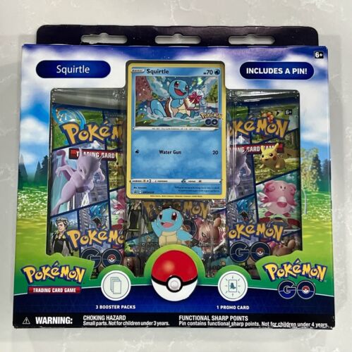 Pokemon TCG Pokemon Go Pin Collection Box - Squirtle - 3 Booster Box New Sealed