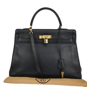 Hermès Kelly 35 Black Leather Handbag Authentic