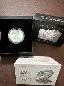 2023 Proof American Silver Eagle Coin Once Ounce - Box And COA