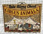 Antique Wooden Circus Animals On Wheels In Original Box