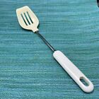 Nylon Slotted Spoon Serving Cooking Utensil White Handle & Almond Bowl