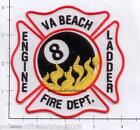 Virginia - Virginia Beach Engine 8 Ladder 8 VA Fire Dept Patch - Eight Ball
