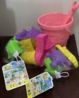 LOT OF 10 castle & sea creatures Beach Toys Sand Toys Set w pink bucket/shovel