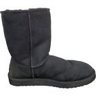 UGG Classic Calf Boots Women's Size 11 Deco Black Suede Leather Cosy Short