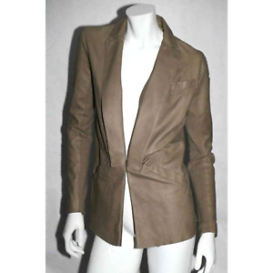 VEDA Light Brown Tan Collared Leather Blazer Jacket Size M