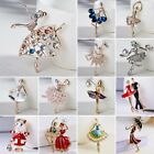 Fashion Dancing Girl Crystal Pearl Brooch Pin Women Wedding Party Jewelry Gift
