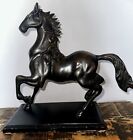 Vintage Bronze Running Stallion Horse Sculpture On Wooden Base 11.5