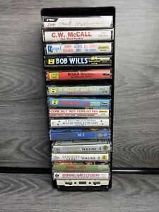 Vintage Country Music Cassette Tapes Lot of 16 Various Artists with Storage Case