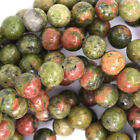 Natural Green Unakite Jasper Round Beads 15
