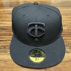 Minnesota Twins Hat Cap New Era 59Fifty Fitted 7 3/4 Blackout Black TC Logo