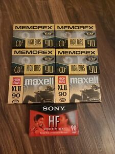 Lot of 7 Blank Cassette Tapes - Memorex, Maxell, Memorex