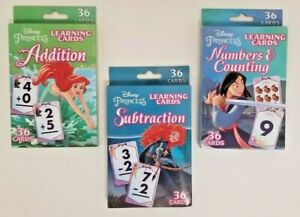 Set of Three Disney Princess Flash Cards Counting, Subtraction & Addition