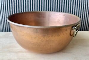 Vintage Solid Copper Mixing Bowl Thick Rolled Edge 7.5