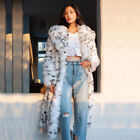 Women's Fur Coat Faux Fox and Leopard Print Long Parka Plus Size Winter Outwear
