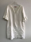CAROLINA HERRERA Women M White/Ivory 3/4 Sleeve Sheath Dress Linen Blend Lined