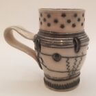 Husby Signed Art Pottery Coffee Mug Native American Pattern 5.25