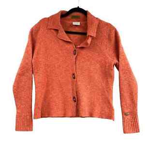 Columbia Wool Cardigan Sweater Womens Size XL River Resort Orange Button Up VTG