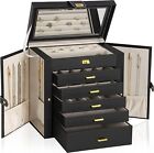 Huge Jewelry Box Organizer Functional Extra Large PU Leather 5-Layer Storage